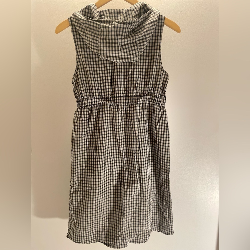 Nili Lotan Black and White Gingham Midi Dress with Hood - Picture 2 of 9
